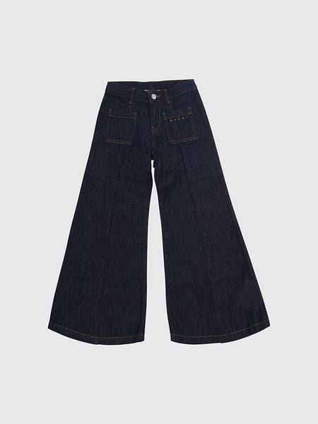Jean flare Marni taille haute en denim pour fille avec nœud