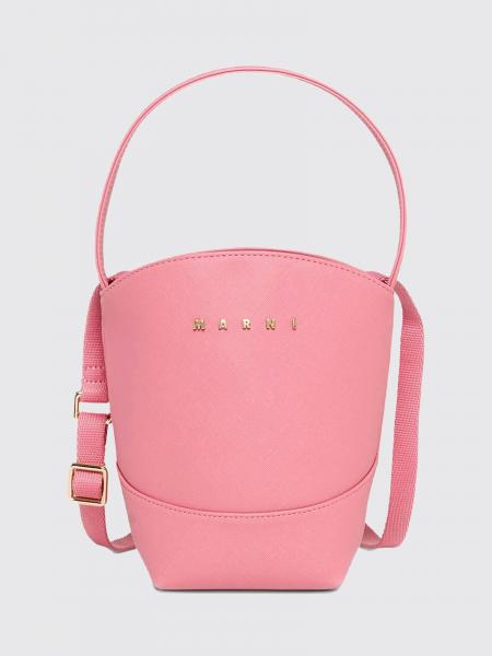 Marni Boy's Saffiano-Effect Fabric Bucket Bag with Applied Logo