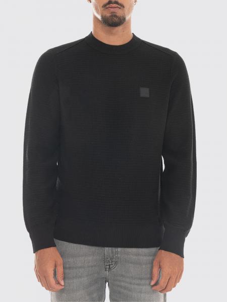 Jersey de cuello redondo de algodón y cachemir BOSS con logo tono sobre tono