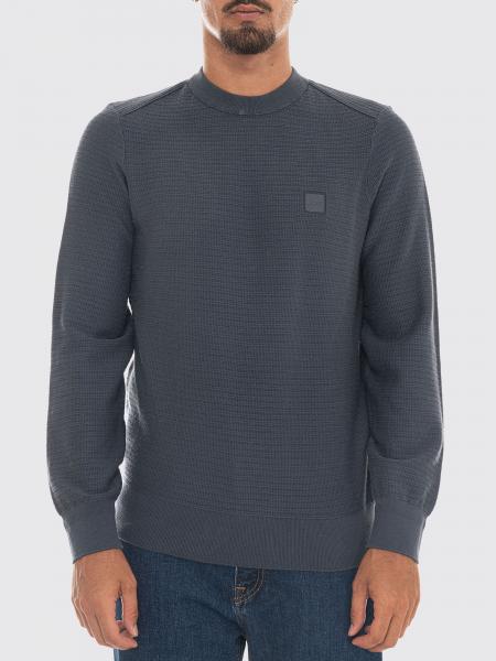Jersey de cuello redondo de algodón y cachemir BOSS con logo tono sobre tono