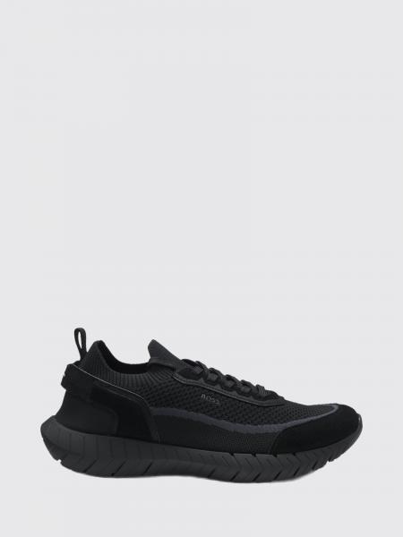 BOSS Motion Knit and Suede Sneakers with Rubber Sole
