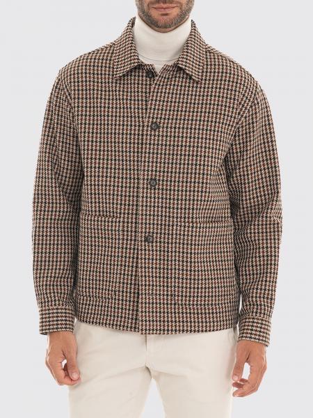 Chaqueta camisera Boss de mezcla de lana y algodón con motivo pata de gallo