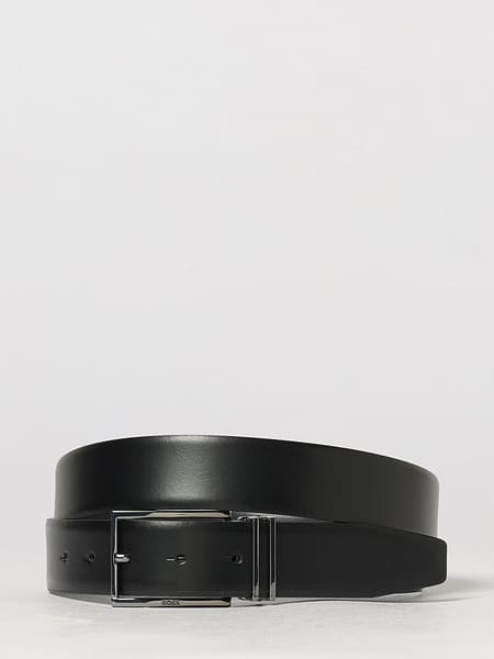 Boss Reversible Smooth Leather Belt with Logo Pin Buckle