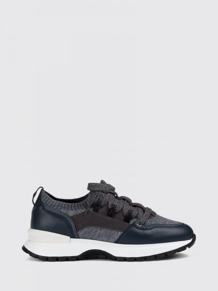Low-Top Sneakers Doucal's in Calfskin and Wool with a Bicolor Design