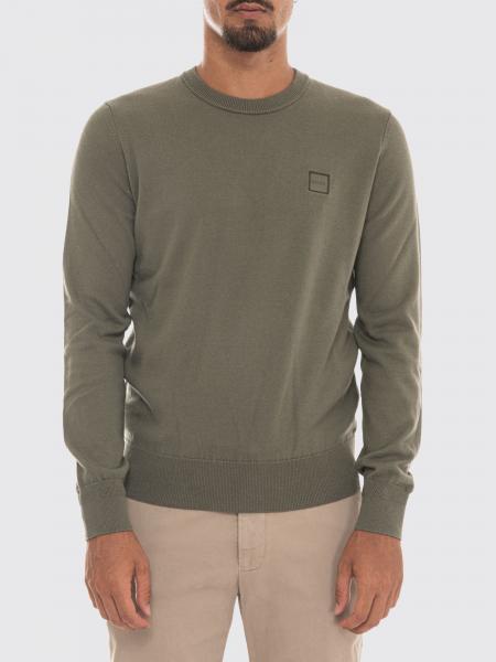 Jersey de cuello redondo de algodón y cachemir BOSS con logo tono sobre tono