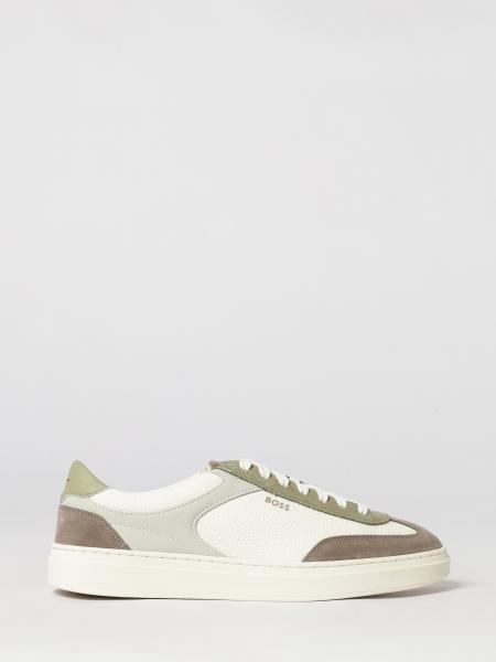 Sneakers basse Boss in pelle scamosciata e martellata con design bicolore