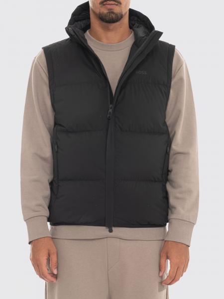 Waterproof Quilted Nylon Gilet BOSS with Padded Hood and High Collar