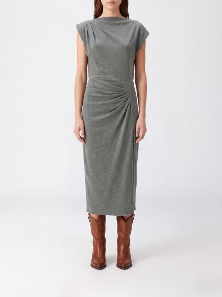 One-Shoulder Wool Flannel Midi Dress Isabel Marant Etoile with Draping