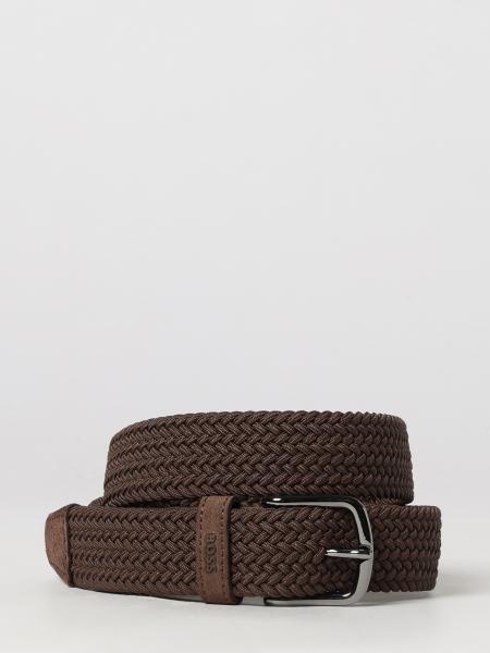 BOSS Adjustable Woven Leather Belt with Pin Buckle