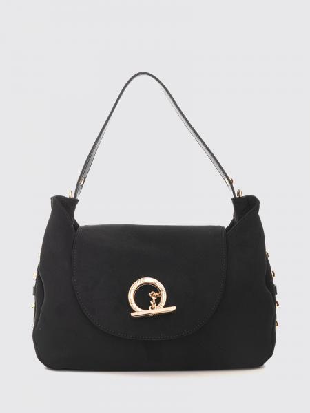 Liu Jo Suede-Effect Synthetic Leather Shoulder Bag with Flap and Impressed Logo