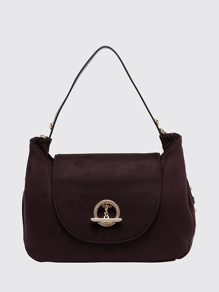 Liu Jo Suede-Effect Synthetic Leather Shoulder Bag with Flap and Impressed Logo