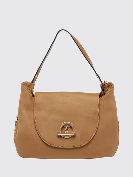 Liu Jo Suede-Effect Synthetic Leather Shoulder Bag with Flap and Impressed Logo