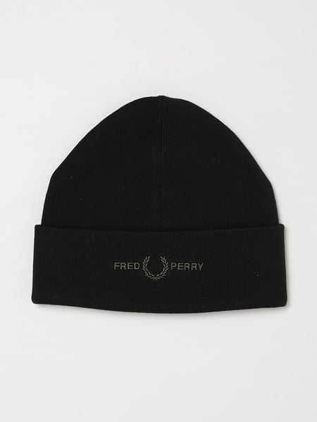 Fred Perry Cotton Beanie Hat with Embroidered Logo and Cuff