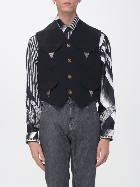 Gilet de costume Versace en laine vierge avec col en V et boutons métalliques