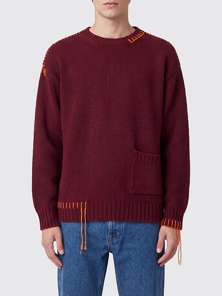 Wool Crewneck Jumper Amish with Contrast Stitching