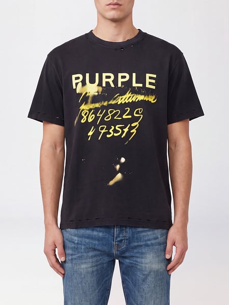 Cotton T-shirt Purple with Graphic Print and Contrast Logo