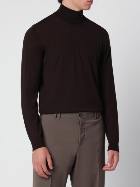 Turtleneck Jumper Drumohr in a Fine Wool Blend with Ribbed Trims