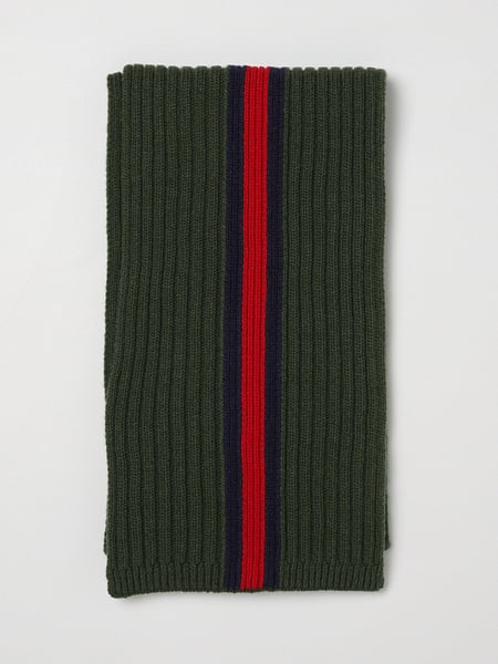 Gucci Boy's Striped Ribbed Wool Scarf with Web Detail