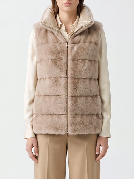 Herno Padded Faux Fur Gilet with High Neck and Zip