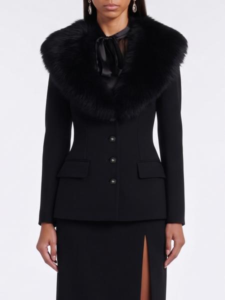 Slim Fit Short Virgin Wool Coat DOLCE & GABBANA with Fur Collar