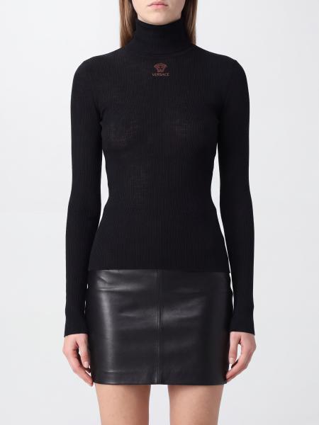 Slim Fit Turtleneck Jumper Versace in Cotton-Blend with Long Sleeves