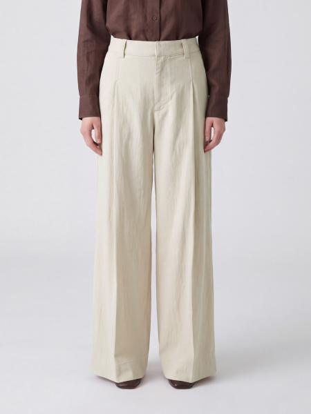High-Waisted Stretch Cotton Palazzo Trousers Brunello Cucinelli with Monili