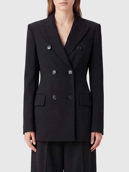 Sportmax Double-Breasted Blazer in Pure Virgin Wool with Peak Lapels