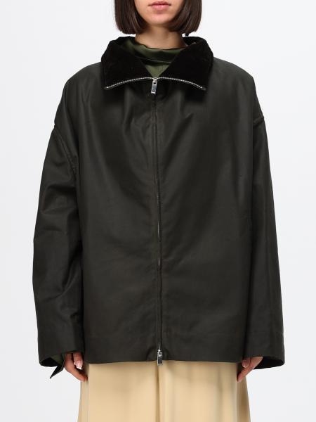 TOTEME Short Waxed Cotton Jacket with High Neck and Zip Closure