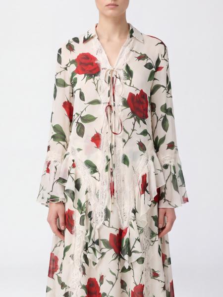 Viscose Blumarine Shirt with Lace Inserts and Asymmetrical Hem