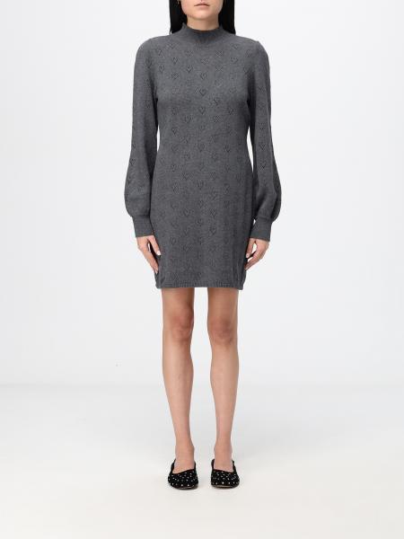 Twinset Open-Knit Cotton and Cashmere Turtleneck Mini Dress