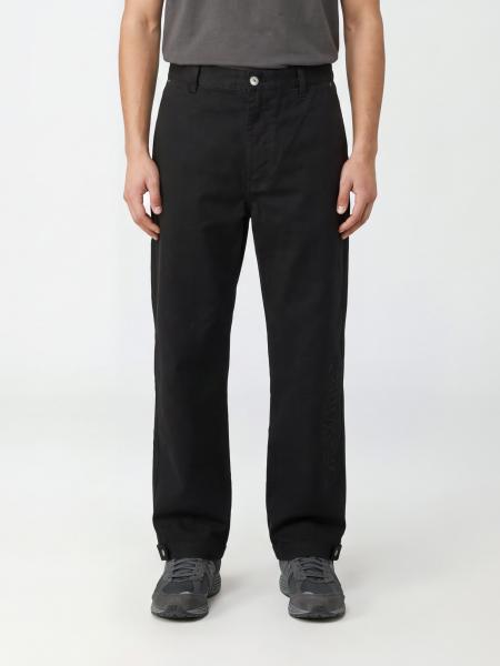 Off-White Straight Fit Cotton Trousers with Belt Loops