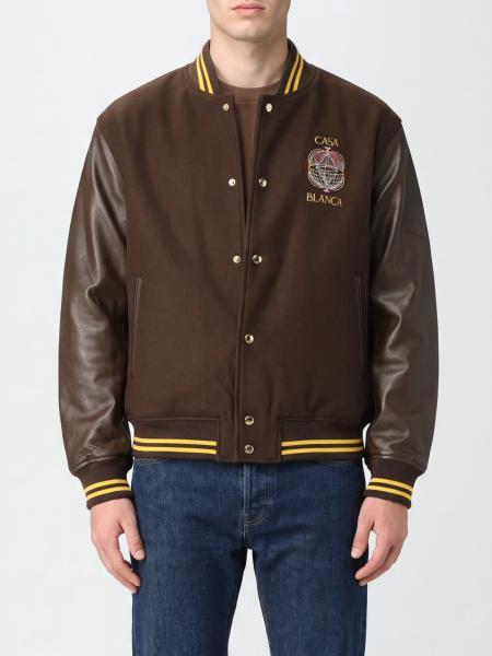 Virgin Wool Blend Varsity Bomber Jacket Casablanca with Patches and Embroidered Logo