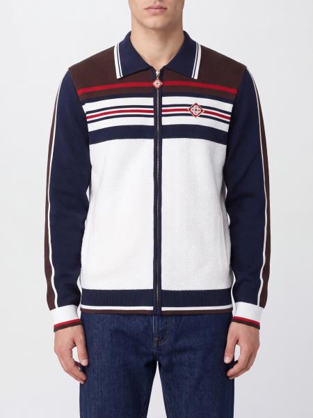 Striped Stretch-Viscose Zip-Up Jumper Casablanca with Classic Collar