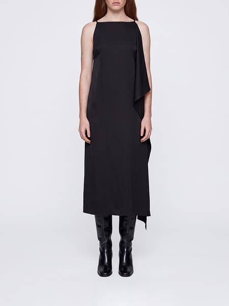 Courrèges Asymmetric Square-Neck Crêpe Midi Dress