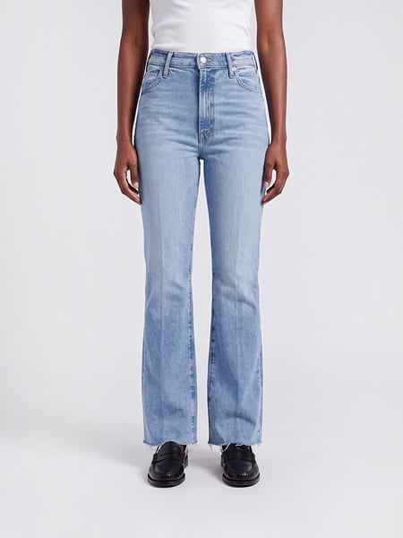 Mother The Hustler Ankle Fray High-Waisted Cropped Flared Jeans