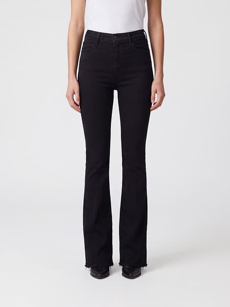 Mother The Hustler Ankle Fray High-Waisted Cropped Flared Jeans