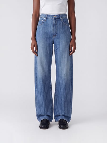 Mother Lasso Sneak High-Waisted Striped Baggy Jeans