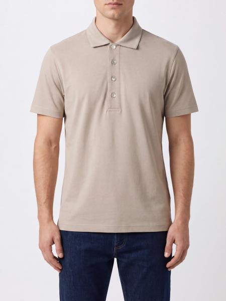 Short-Sleeved Cotton Polo Shirt Eleventy with Ribbed Collar and Placket