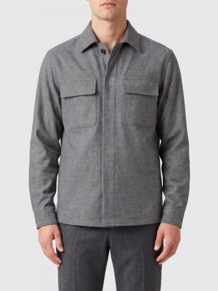 Eleventy Wool, Cotton and Cashmere Blend Shirt Jacket with Flap Pockets