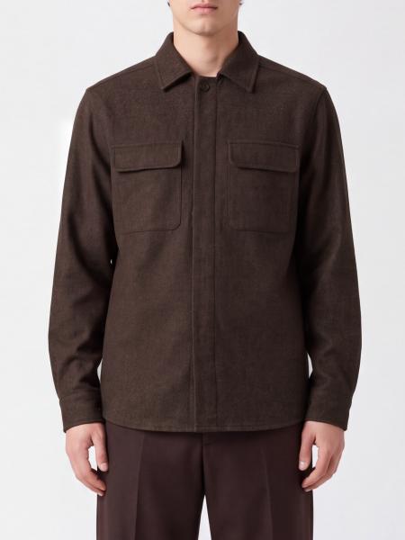 Eleventy Wool, Cotton and Cashmere Blend Shirt Jacket with Flap Pockets