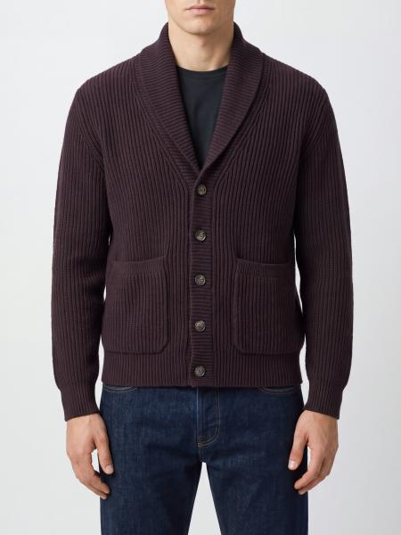 Shawl-Collar Wool Cardigan Eleventy with Patch Pockets