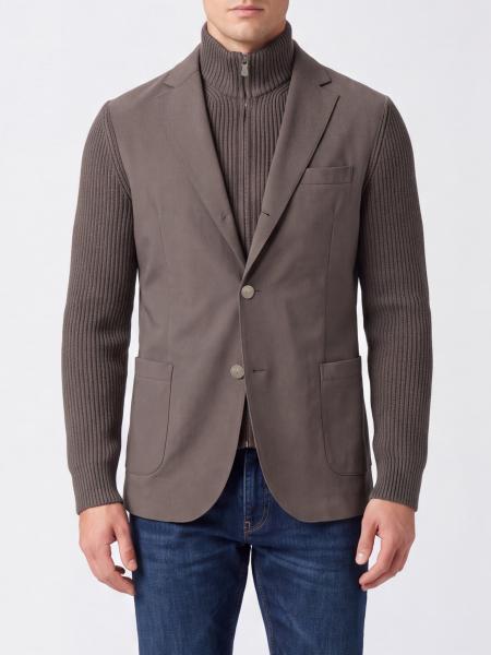 Blazer droit Eleventy en tricot de laine à revers crantés