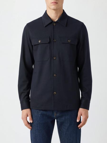 Wool-Blend Shirt Jacket Eleventy with Patch Pockets