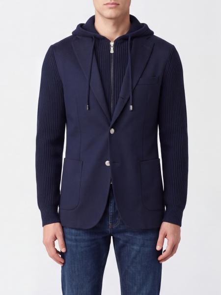 Hooded Knit Wool Blazer Eleventy with Notch Lapels