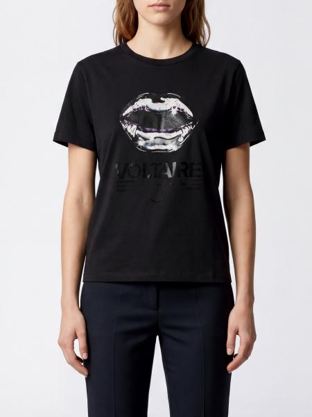 Camiseta de algodón con cuello redondo y estampado gráfico tono sobre tono de Zadig & Voltaire
