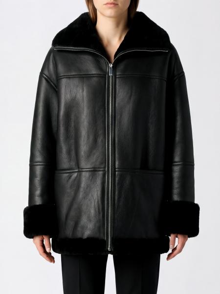 Einreihige Shearling-Jacke mit weitem Kragen und Reißverschluss von Toteme