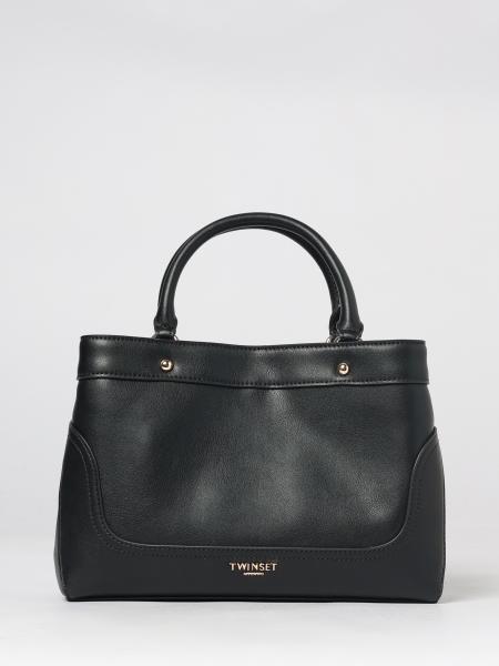 TWINSET 인조 가죽 미니 핸드백, 더블 핸들 및 숄더 스트랩 포함