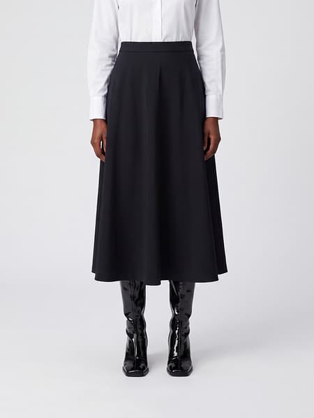 Gonna midi a ruota 'S Max Mara in lana vergine stretch a vita alta