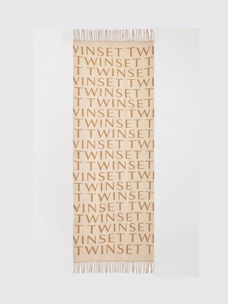 Écharpe rectangulaire TWINSET U&B en viscose avec logo littéral et franges