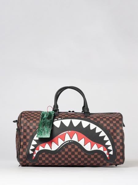 Sharks In Paris Sprayground Travel Duffle Bag in Check Pattern Coated Cotton